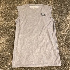 Under Armour Trainer tank. Looks like it run’s small in this style.